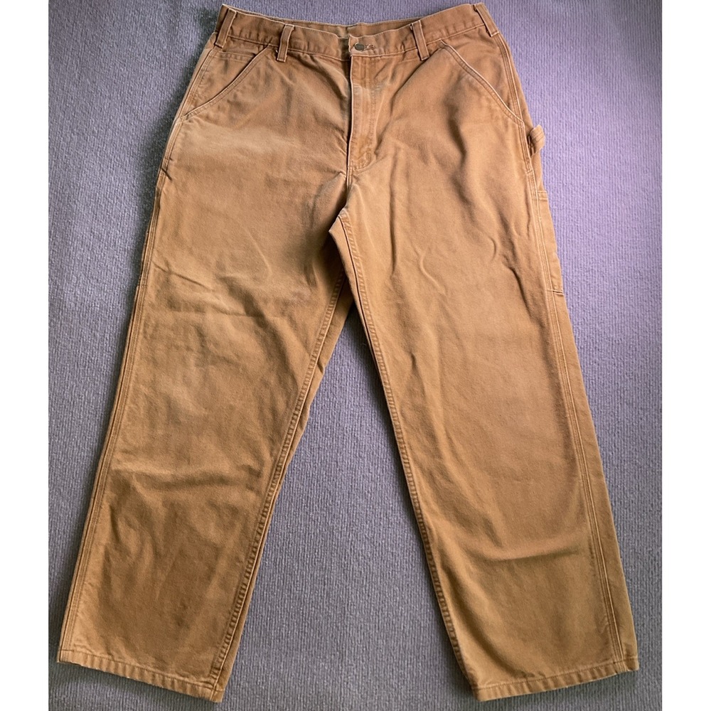 Carhartt Carpenter Pants Mens 36x30 Brown Duck Canvas Work B11 BRN